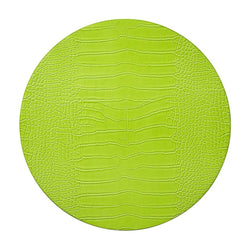 Citron green Croco placemat with embossed faux crocodile texture by Kim Seybert.