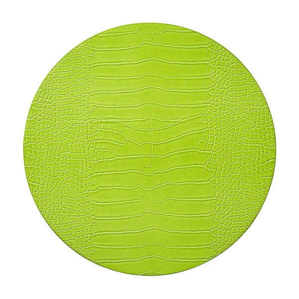 Citron green Croco placemat with embossed faux crocodile texture by Kim Seybert.