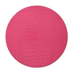 Fuchsia round croco placemat luxury dining accessory by Kim Sybert.