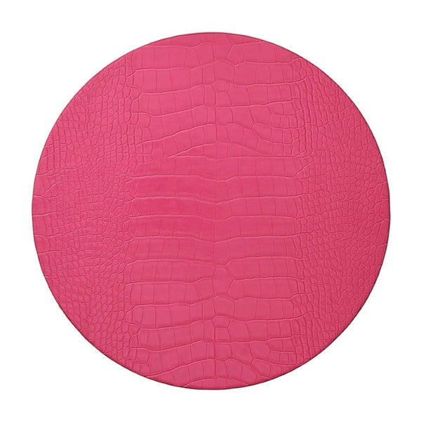 Fuchsia round croco placemat luxury dining accessory by Kim Sybert.