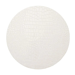 White croco placemat with embossed texture by Kim Seybert luxury tableware