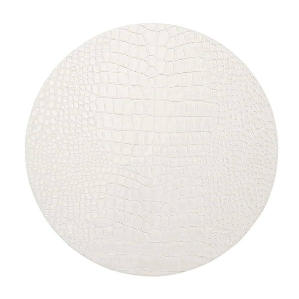 White croco placemat with embossed texture by Kim Seybert luxury tableware