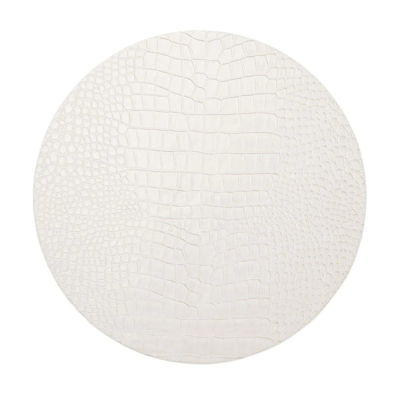 White croco placemat with embossed texture by Kim Seybert luxury tableware