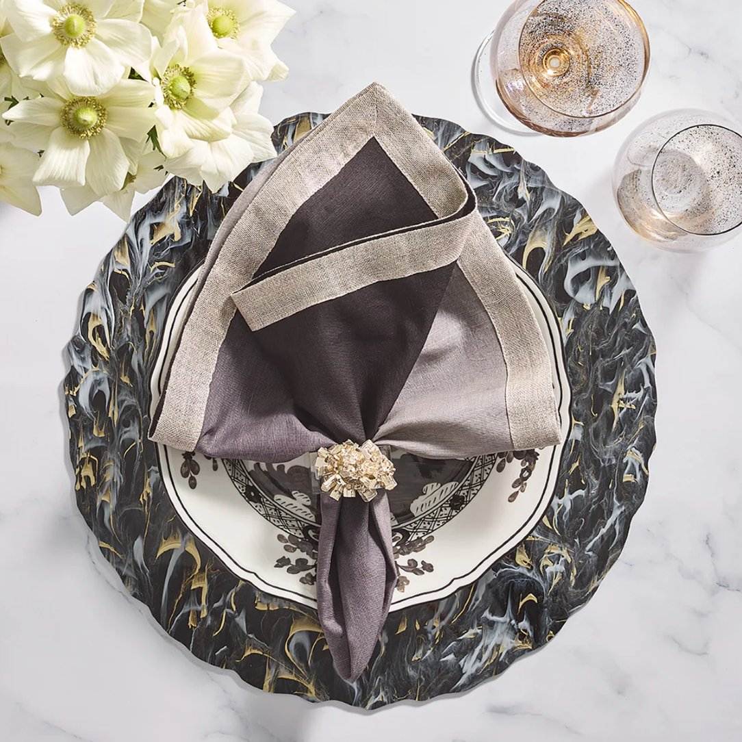 Marbled Black Gold White Placemat