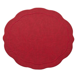 Oval ruby placemat with wavy edge luxury dining accessory by Kim Seybert.