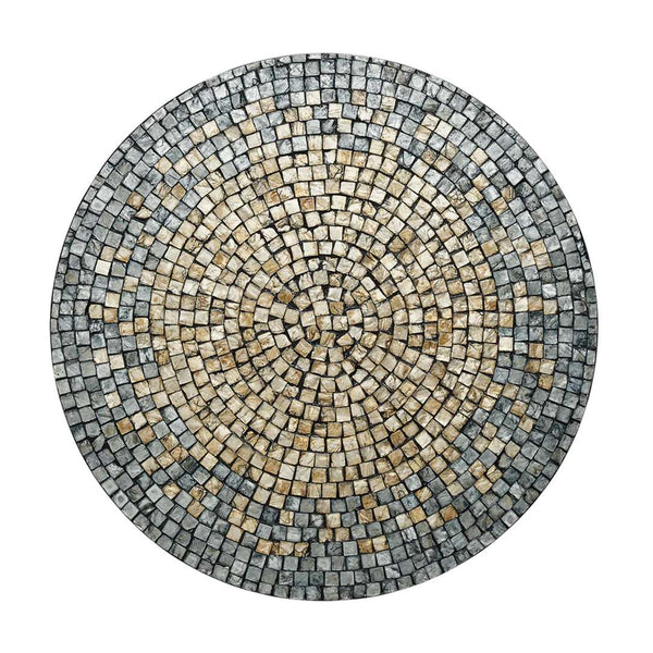 Gray and taupe shell placemat with ombre mosaic design by Kim Seybert.
