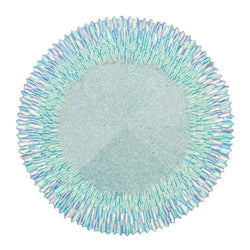 Periwinkle and seafoam beaded ombre placemat with radiant sequins by Kim Seybert.