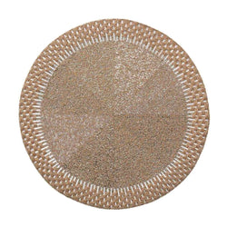 Luxury round placemat in gold and silver beadwork.