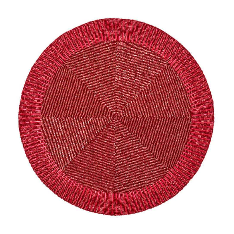 Red Palisade beaded placemat by Kim Seybert.