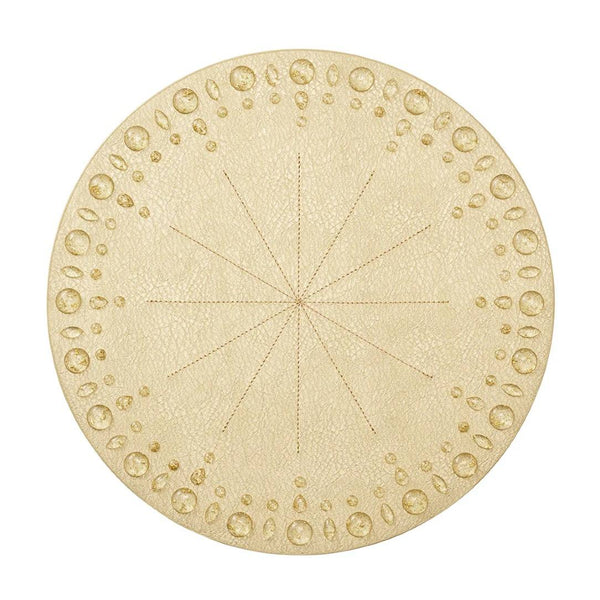 Gold Dew Drops placemat with resin gemstone border by Kim Seybert.