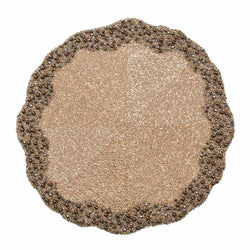 Kim Seybert Enigma placemat in gold and gunmetal beads.