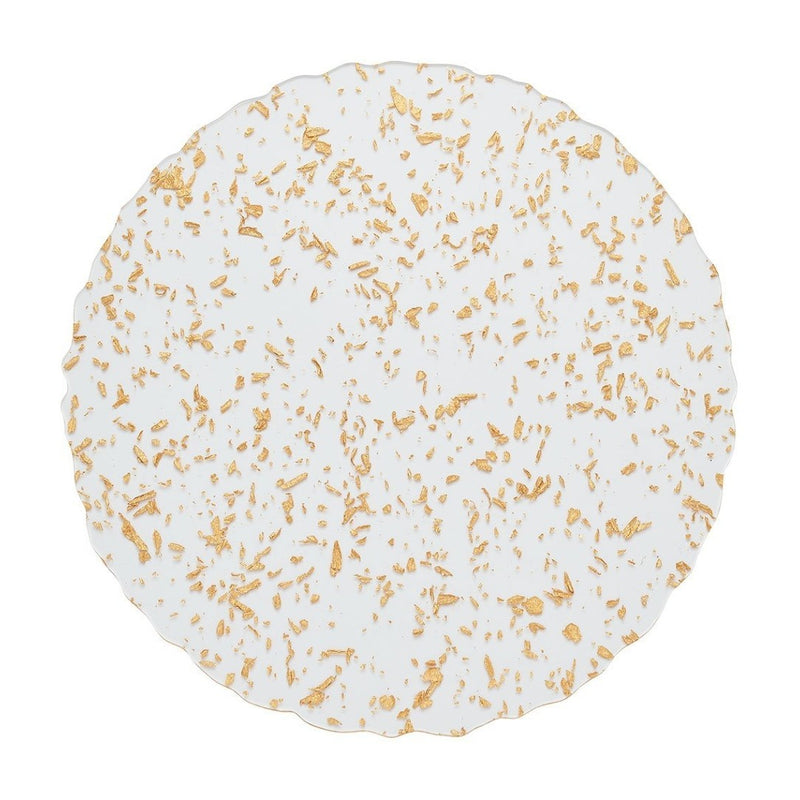 Clear acrylic placemat with gold flecks and wavy edge by Kim Seybert.