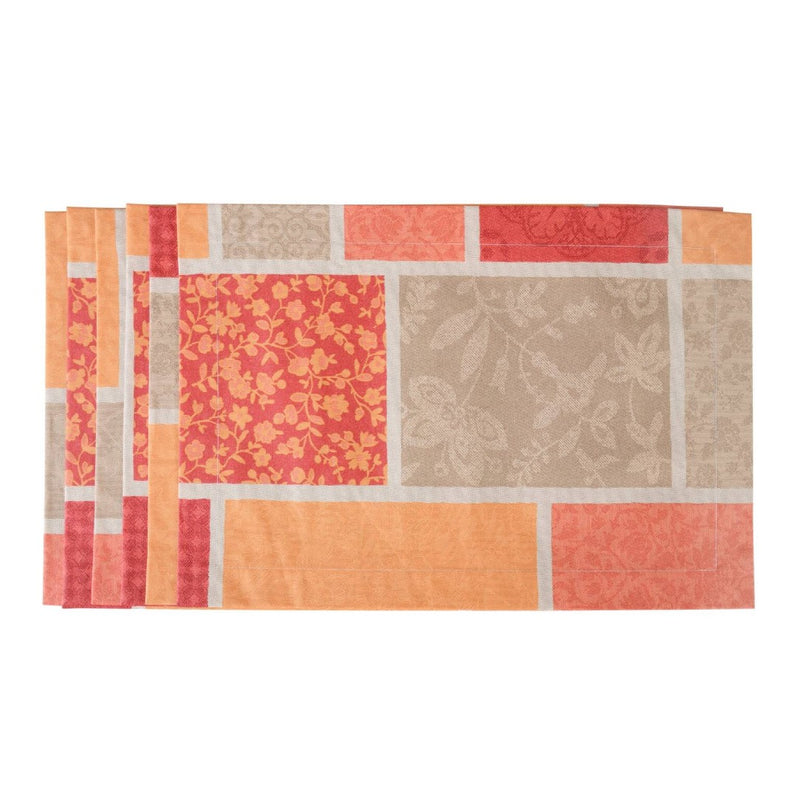 Orange cotton placemat with acrylic coating by Roseberry Home.