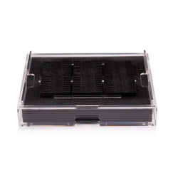 Grand Matbox with black faux python placemats and coasters showing coasters.