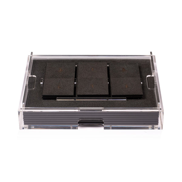 Grand Matbox with chocolate faux shagreen placemats and coasters by Posh Trading Company.
