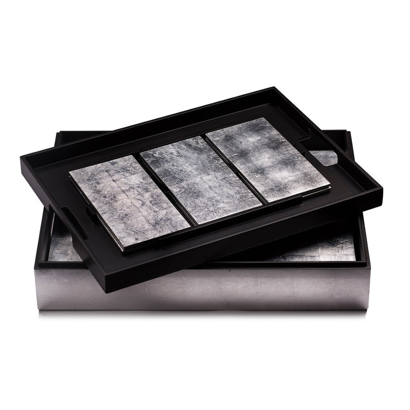 Grand Matbox with silver leaf placemats and coasters showing coasters.