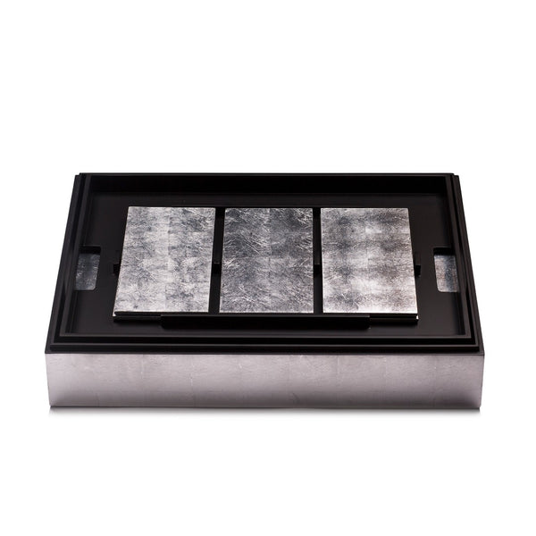 Grand Matbox with silver leaf placemats and coasters by Posh Trading Company.