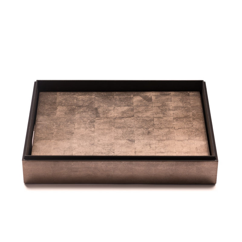 Grand Matbox with taupe silver leaf placemats and coasters showing placemats.