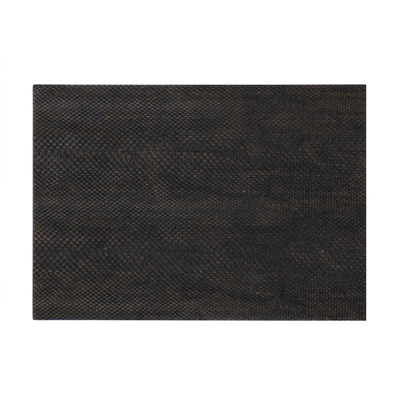 Charcoal faux boa placemat with textured finish in dark brown and grey by Posh Trading Company.
