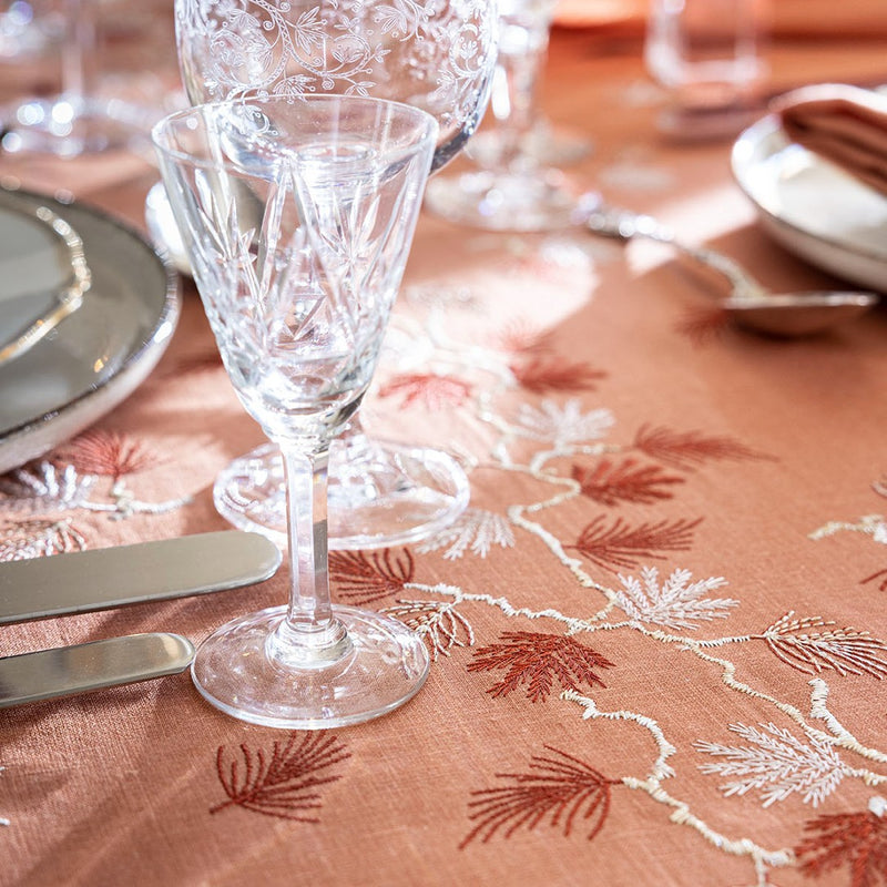 'Ramage' Tablecloth in Copper Linen by Alexandre Turpault