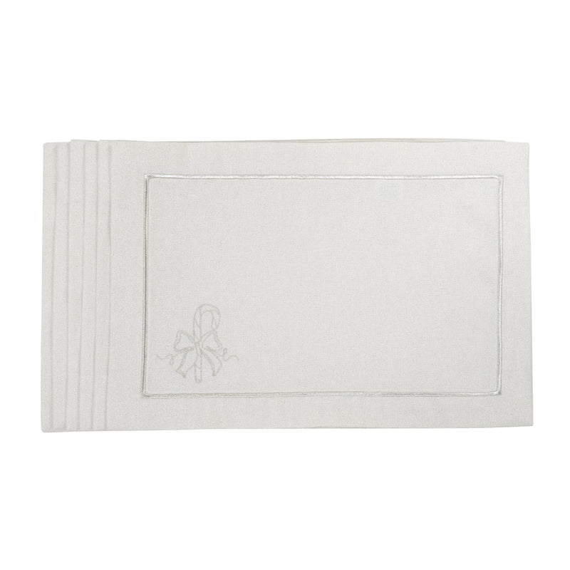 Silverline placemat with stitched border and candy cane design by Roseberry Home.