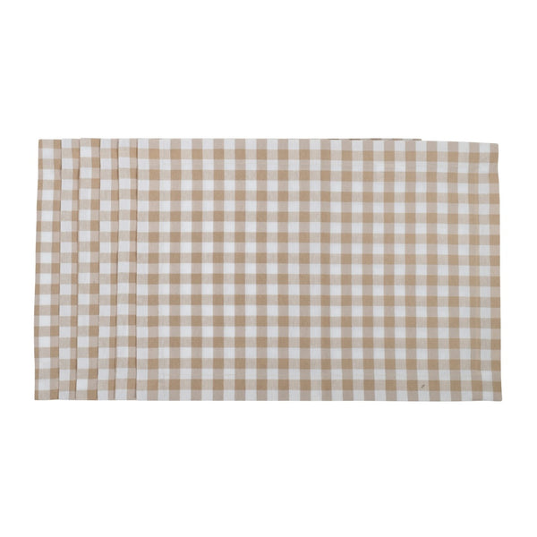 Rectangular beige gingham placemat by Roseberry Home.