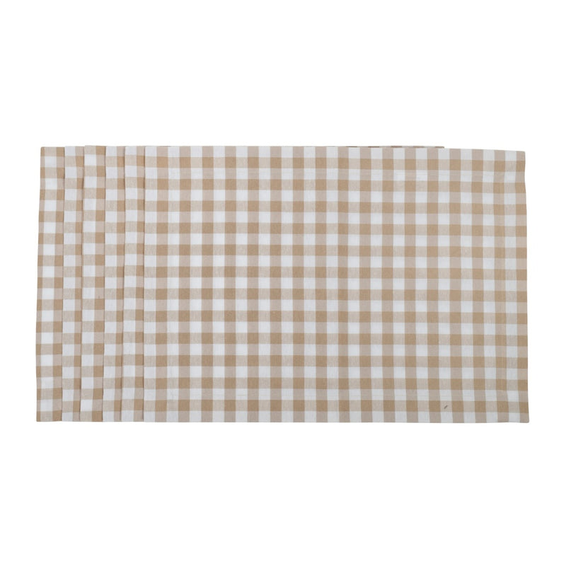 Rectangular beige gingham placemat by Roseberry Home.