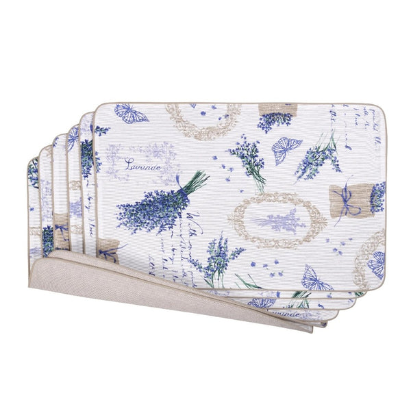 Reversible cotton placemat in lavender and beige by Roseberry Home.