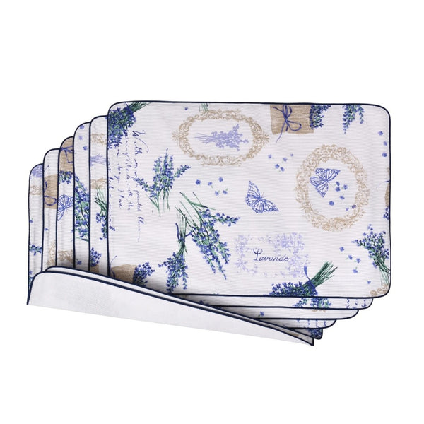 Reversible cotton placemat in lavender and white by Roseberry Home.