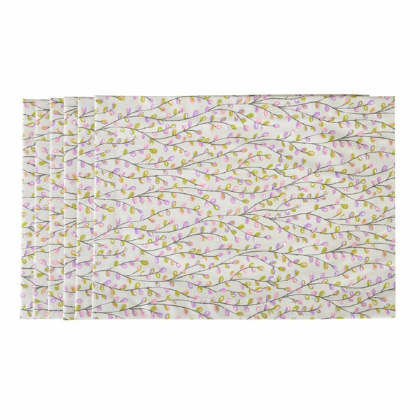 Purple Willow cotton placemat set with pastel catkins pattern by Roseberry Home.