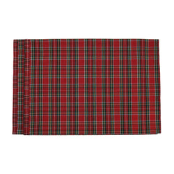 Red and green tartan placemat handmade from cotton fabric by Roseberry Home.