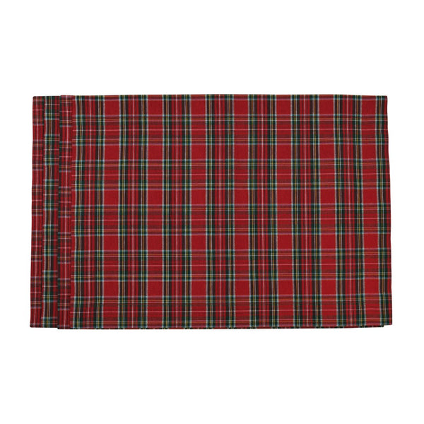 Red and green tartan placemat handmade from cotton fabric by Roseberry Home.