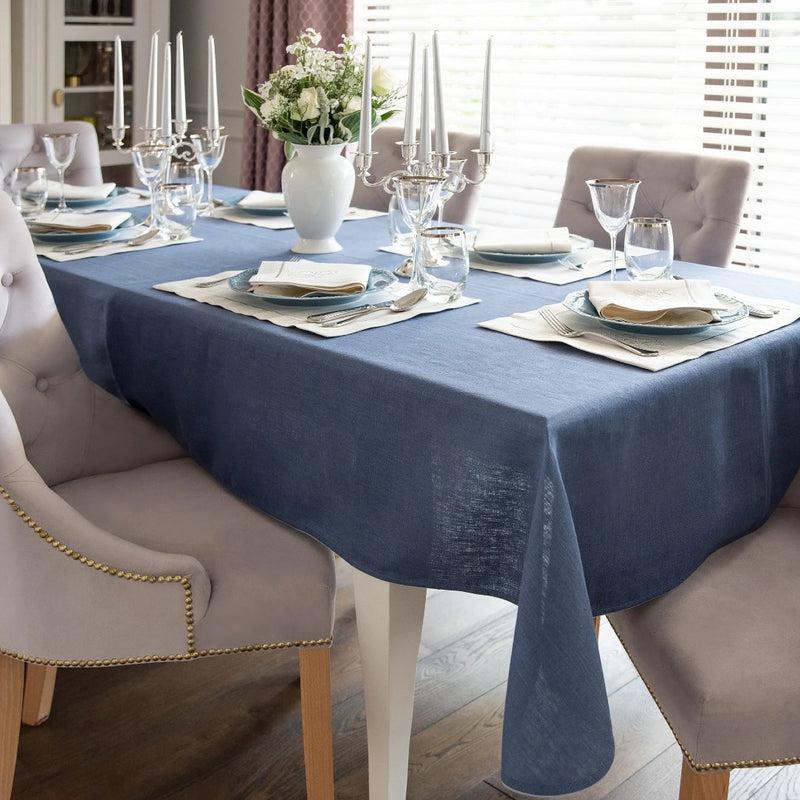 Luxury silver Christmas bauble embroidered napkins by Roseberry Home styled on Christmas tablescape.