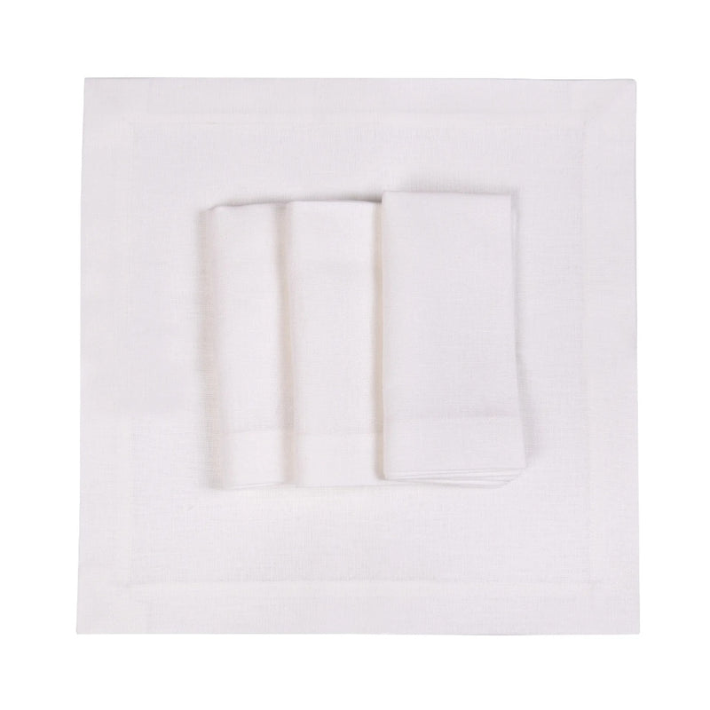 Bianco Neve Linen Napkins by Roseberry Home white background