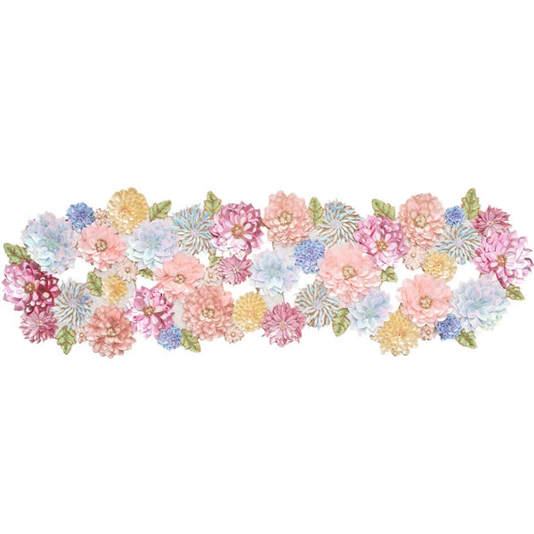 Hand-beaded Dahlia Table Runner in sorbet with vibrant floral design by Kim Seybert.