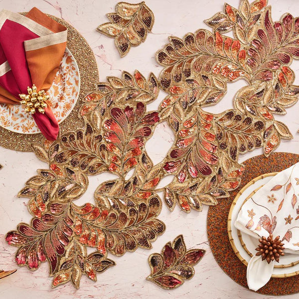 'Maple Hues' Table Runner in Brown & Orange by Kim Seybert