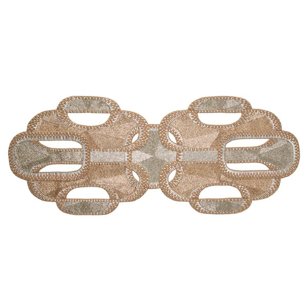 Palisade Table Runner in Gold and Silver elegant textured design for luxury dining décor