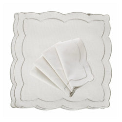 Silver embroidered cotton napkin by Roseberry Home on white background