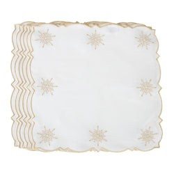 Golden Stars set of 6 napkins displayed on  white background.