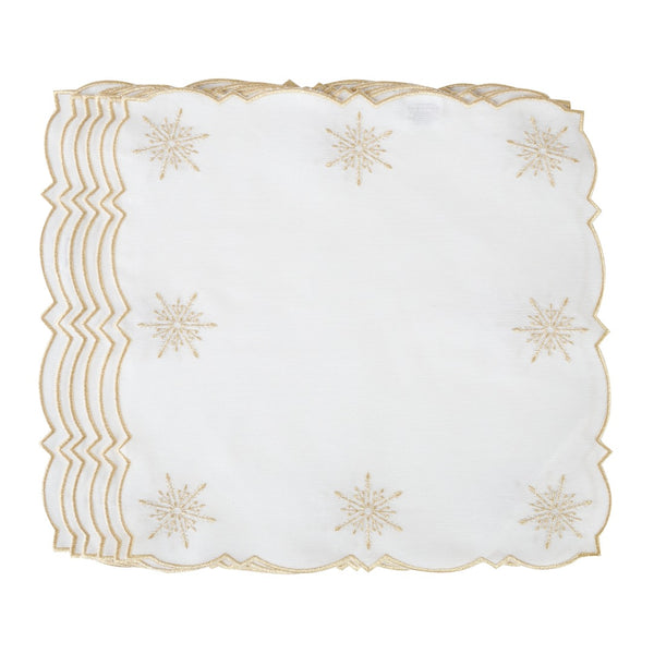 Golden Stars set of 6 napkins displayed on  white background.