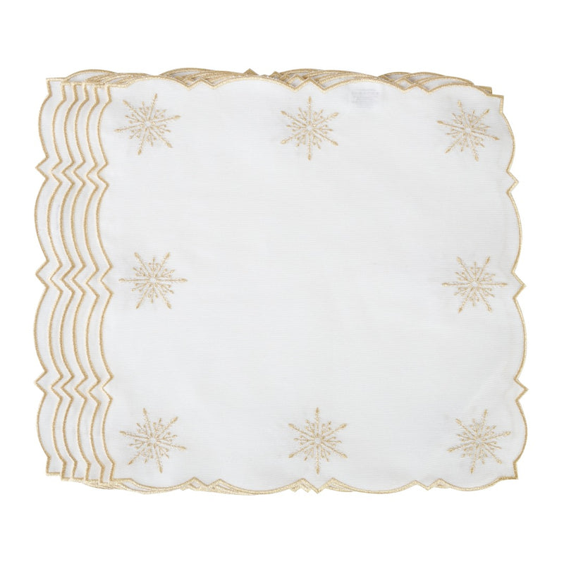 Golden Stars set of 6 napkins displayed on  white background.