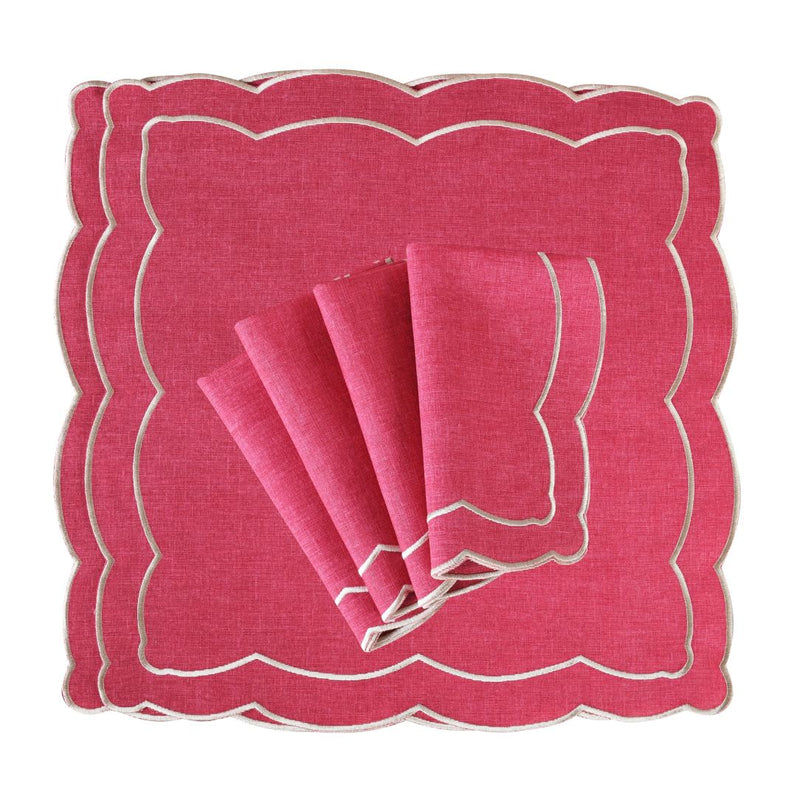 Magenta cotton napkins by Roseberry Home folded on white background, sold at Amiramour.