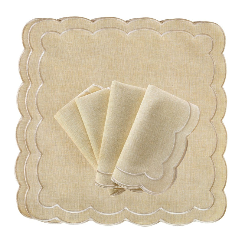 Beige Petali napkins artfully folded on a white background, sold by Amiramour