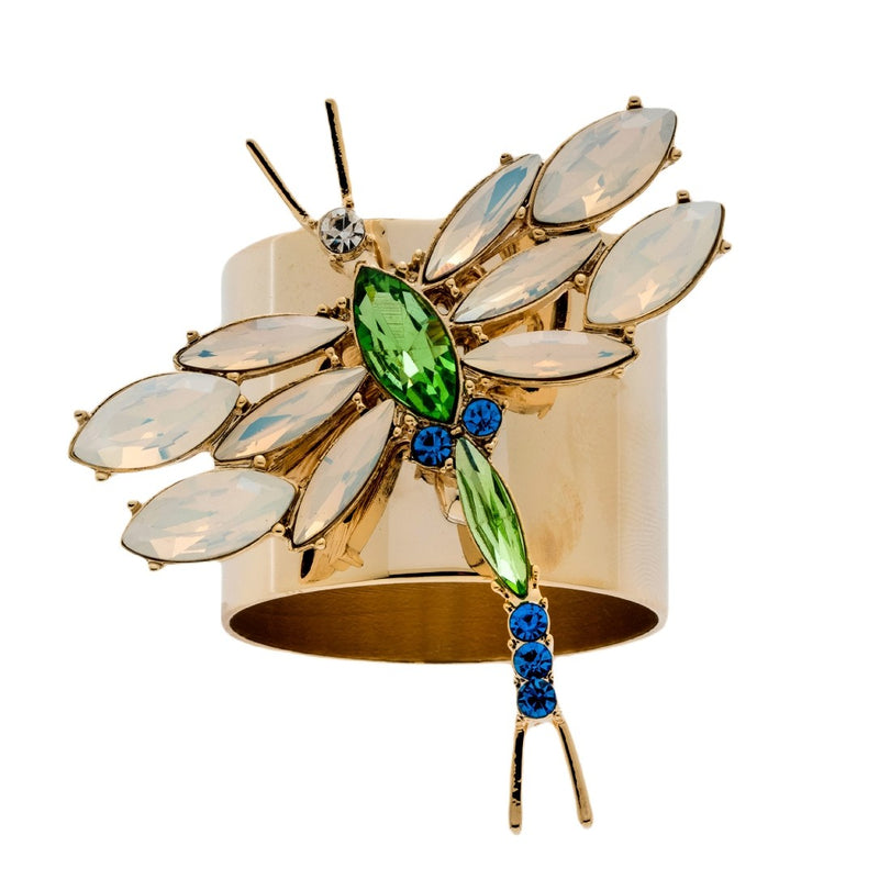 Dragonfly Napkin Ring with opal glass stones by Joanna Buchanan on white background
