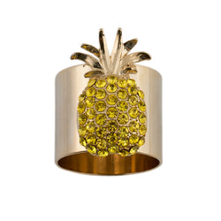 Front view of Pineapple Napkin Ring in gold and yellow crystals by Joanna Buchanan
