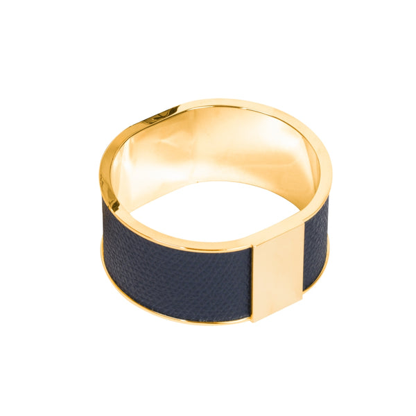 24K gold-plated blue leather lux napkin ring by Giobagnara.