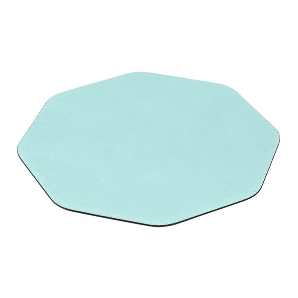 Octagonal leather placemat with stitched border by Giobagnara.