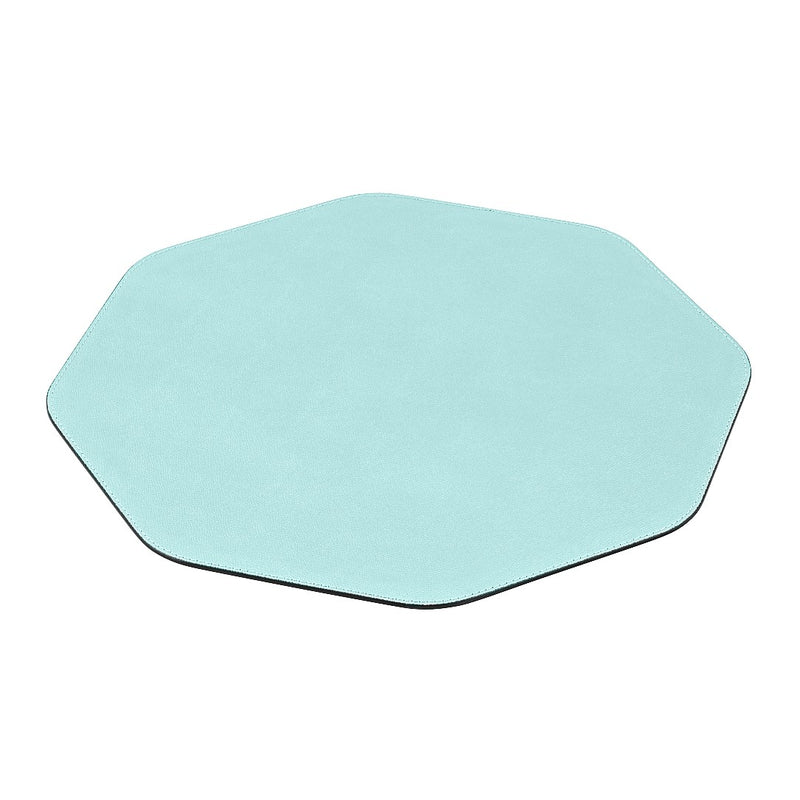 Octagonal leather placemat with stitched border by Giobagnara.