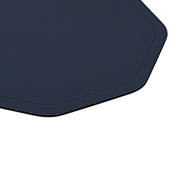 Octagonal leather placemat with double stitching by Giobagnara close-up.