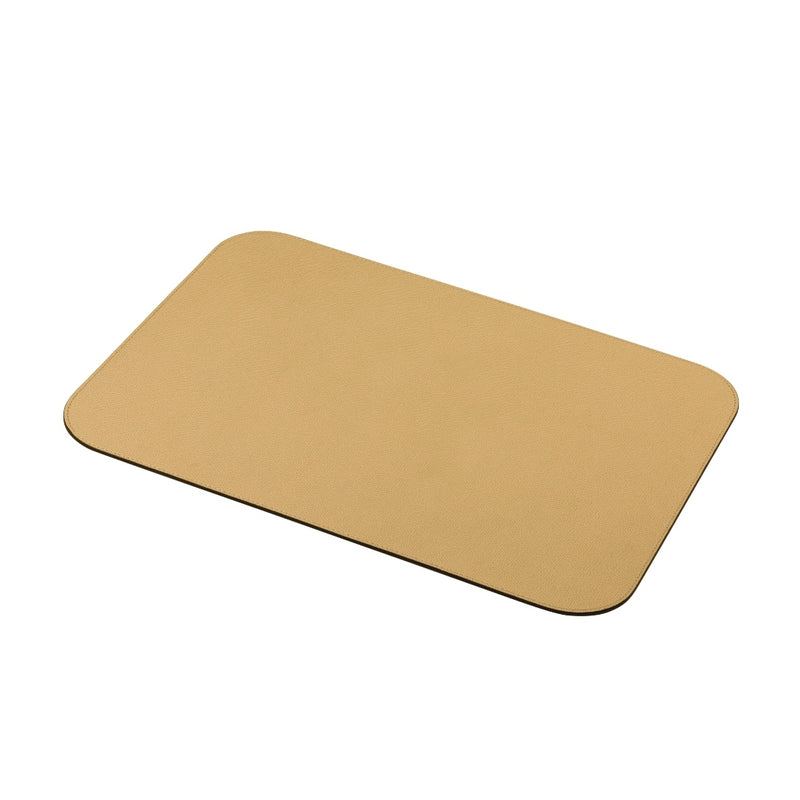 Vanny leather placemat in tan brown with one stitching row by Giobagnara